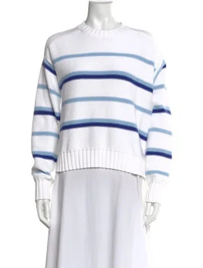 Pre-owned Pistola Striped Crew Neck Sweater In White