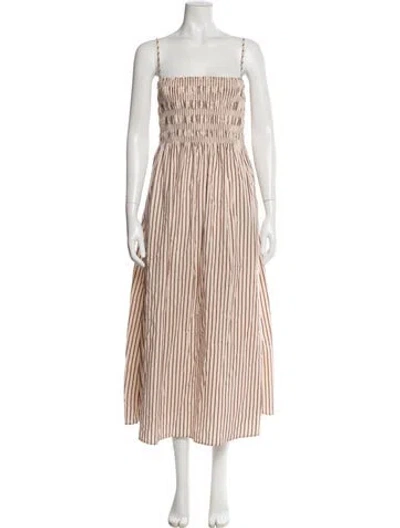 Pre-owned Pistola Striped Long Dress In Neutral