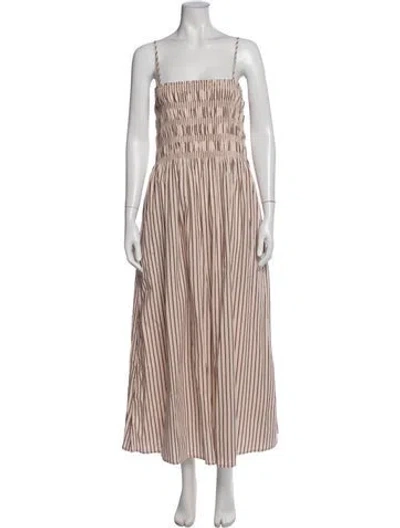 Pre-owned Pistola Striped Long Dress In Neutral