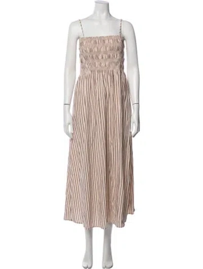 Pre-owned Pistola Striped Midi Length Dress In Neutral