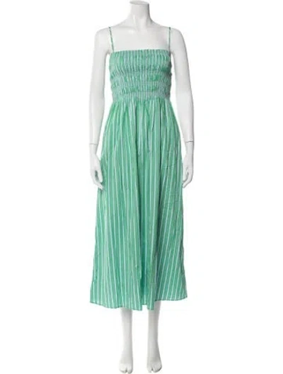 Pre-owned Pistola Striped Midi Length Dress W/ Tags In Green