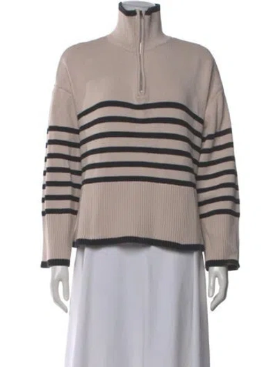 Pre-owned Pistola Striped Mock Neck Sweater In Neutral