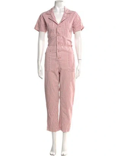 Pre-owned Pistola Striped V-neck Jumpsuit In Pink