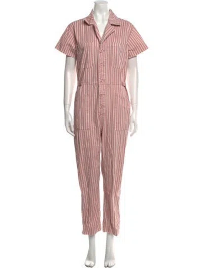 Pre-owned Pistola Striped V-neck Jumpsuit In Pink
