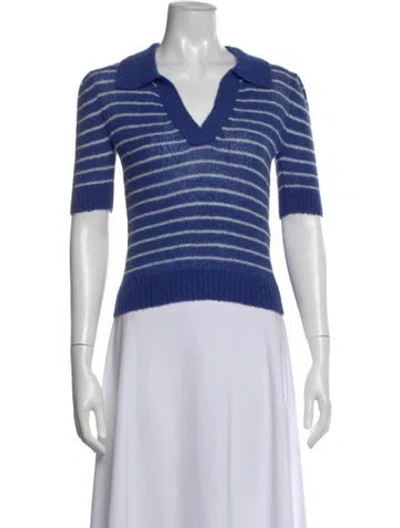 Pre-owned Pistola Striped V-neck Polo W/ Tags In Blue