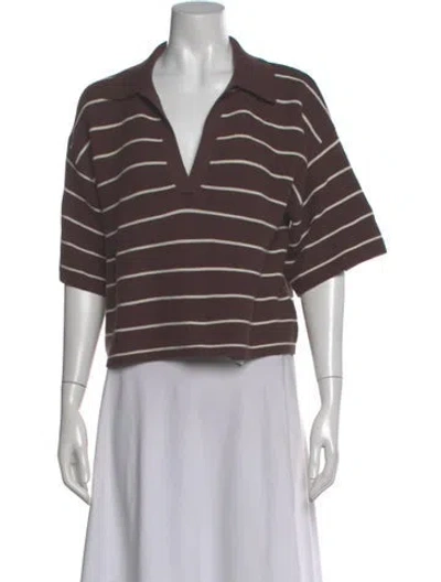 Pre-owned Pistola Striped V-neck Sweater In Brown