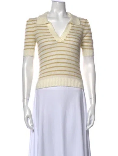 Pre-owned Pistola Striped V-neck Sweater In Neutral