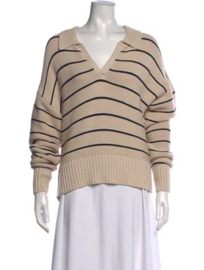 Pre-owned Pistola Striped V-neck Sweater In Neutrals