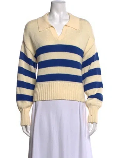 Pre-owned Pistola Striped V-neck Sweater In Neutrals