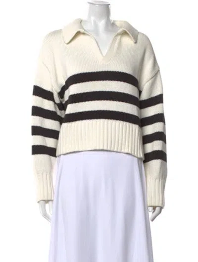 Pre-owned Pistola Striped V-neck Sweater In Neutrals