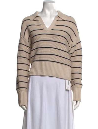 Pre-owned Pistola Striped V-neck Sweater In Neutrals
