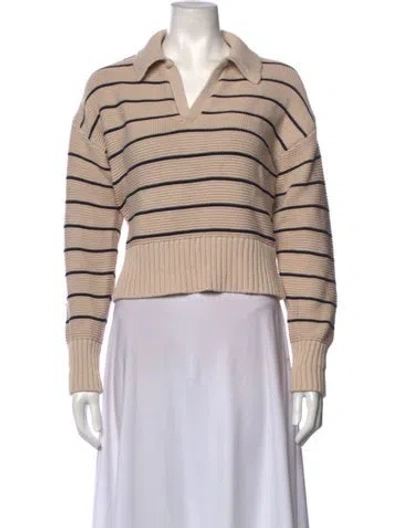 Pre-owned Pistola Striped V-neck Sweater In Neutrals