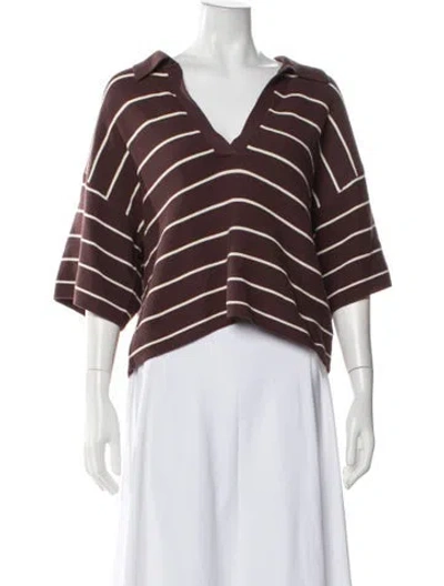 Pre-owned Pistola Striped V-neck Sweater In Pink