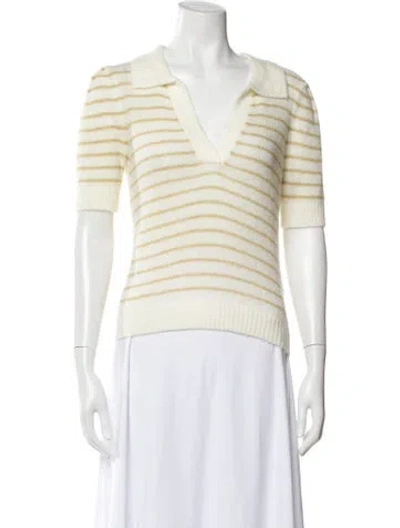 Pre-owned Pistola Striped V-neck Sweater W/ Tags In Neutral