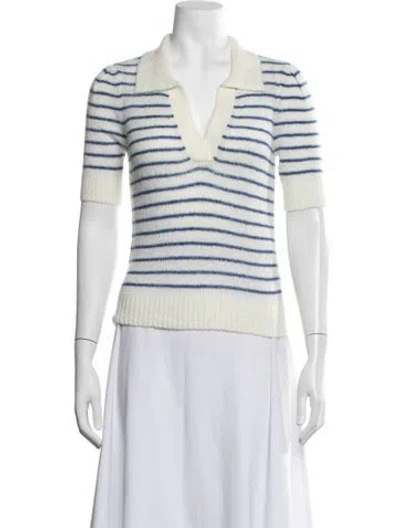 Pre-owned Pistola Striped V-neck Sweater W/ Tags In White