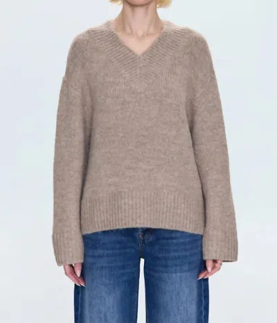 Pistola Talia V-neck Sweater In Taupe In Brown