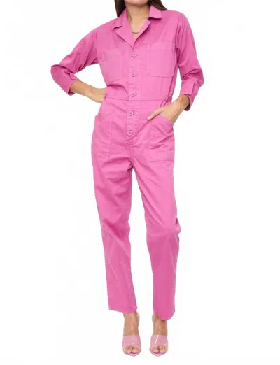Pistola Tanner Long Sleeve Field Worker Jumpsuit In Fuschia In Pink