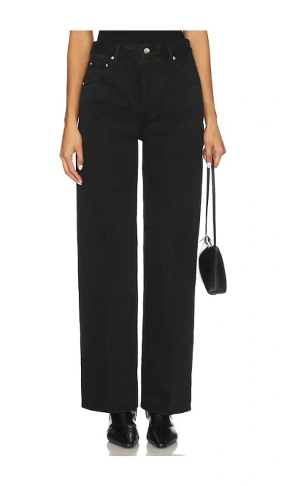 Pistola Tate High Rise Bowed Wide Jeans In Black