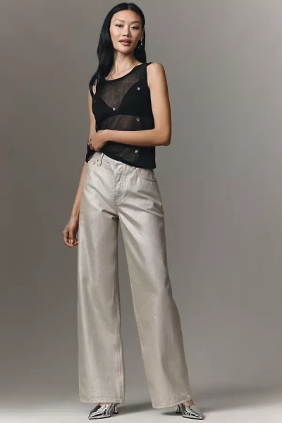 Pistola Tate High-rise Bowed Wide-leg Jeans In Gray