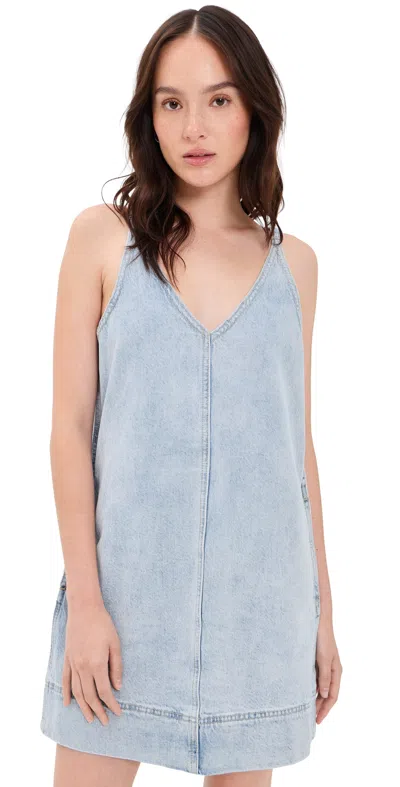 Pistola Tavi Pop Over Dress In Medium Wash In Blue