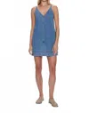 Pistola Tavi Popover Mini Dress In Palms In Blue