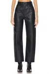 Pistola Taylor High Rise Bowed Straight Pants In Slate Black In Black