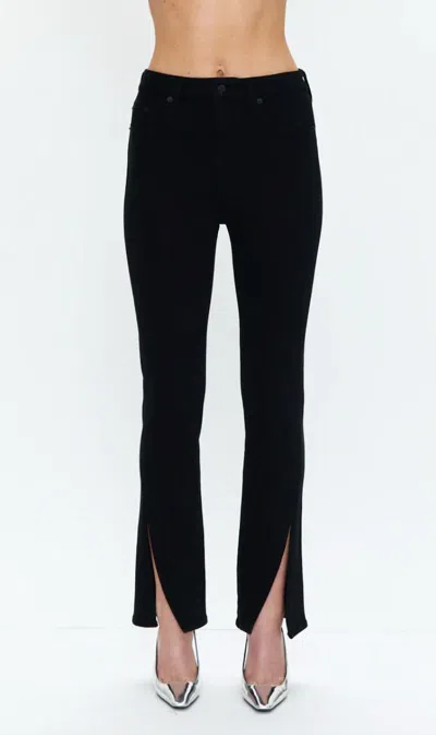 Pistola Teagan High Rise Vented Slim Cigarette Pants In Dark Vinyl In Noir