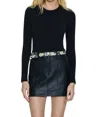 Pistola Tera Leather Skirt In Slate Black In Multi