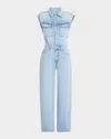 Pistola Ace Sleeveless Denim Jumpsuit In Rally