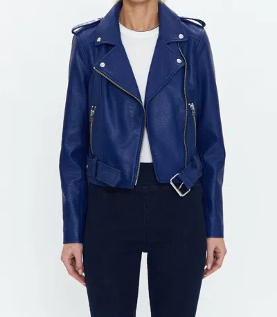 Pistola Tracy Cropped Moto Jacket In Electric Blue