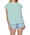 Pistola Trina Muscle Tee In Vertical Stripe In Green