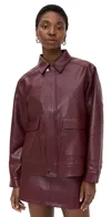Pistola Valerie Faux Leather Bomber Jacket In Burgundy