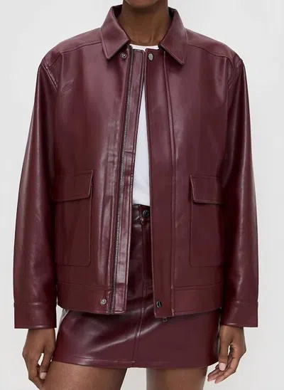 Pistola Valerie Faux Leather Biker Jacket In Claret In Brown