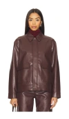 Pistola Valerie Faux Leather Bomber Jacket In Brown