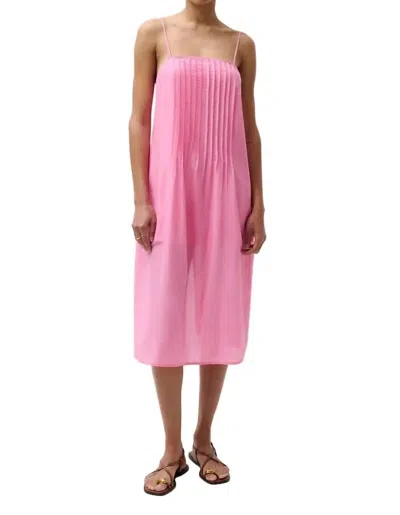 Pistola Vittoria Pleated Midi Dress In Azalea Pink
