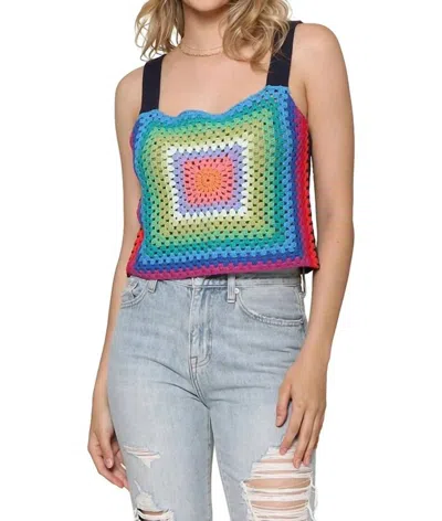 Pistola Vivienne Crochet Sweater Tank In Navy Rainbow In Multi