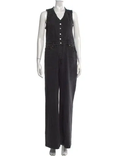 Pre-owned Pistola V-neck Jumpsuit In Black