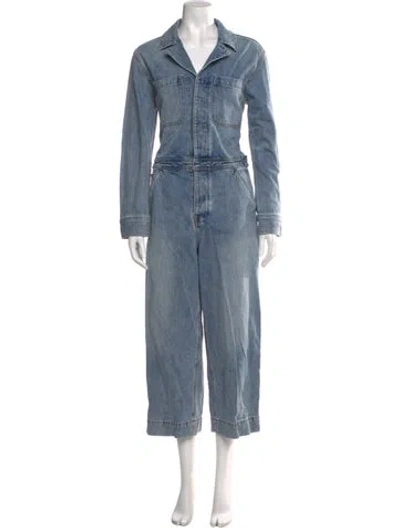 Pre-owned Pistola V-neck Jumpsuit In Blue