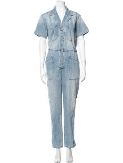 Pre-owned Pistola V-neck Jumpsuit In Blue
