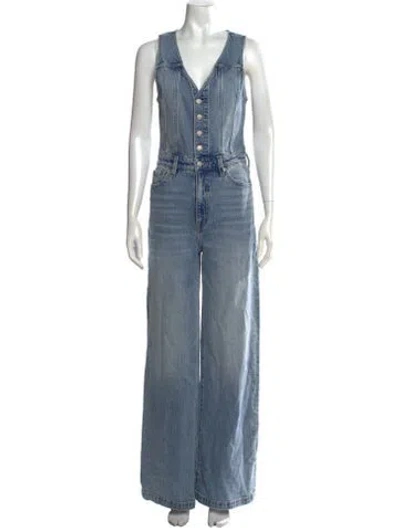 Pre-owned Pistola V-neck Jumpsuit In Blue
