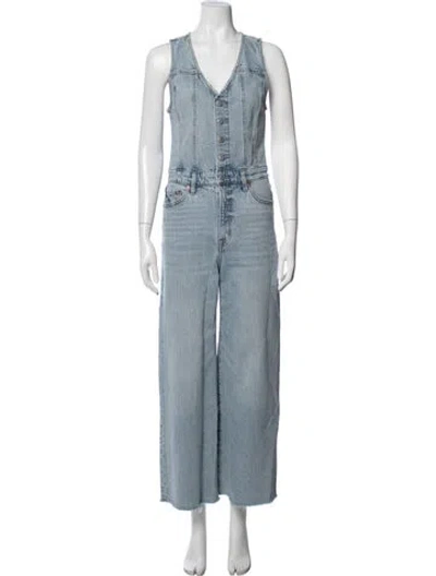 Pre-owned Pistola V-neck Jumpsuit In Blue