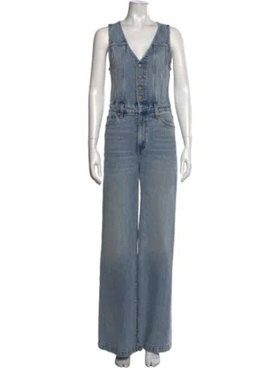 Pre-owned Pistola V-neck Jumpsuit In Blue