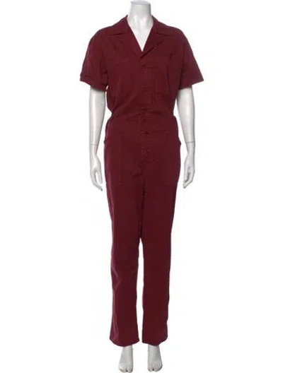 Pre-owned Pistola V-neck Jumpsuit In Burgundy