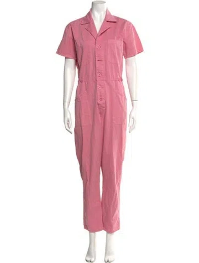 Pre-owned Pistola V-neck Jumpsuit In Pink