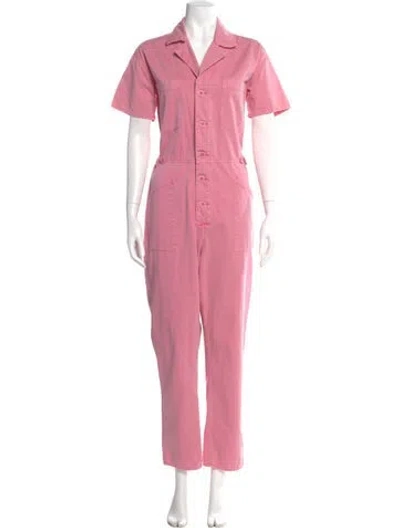Pre-owned Pistola V-neck Jumpsuit In Pink