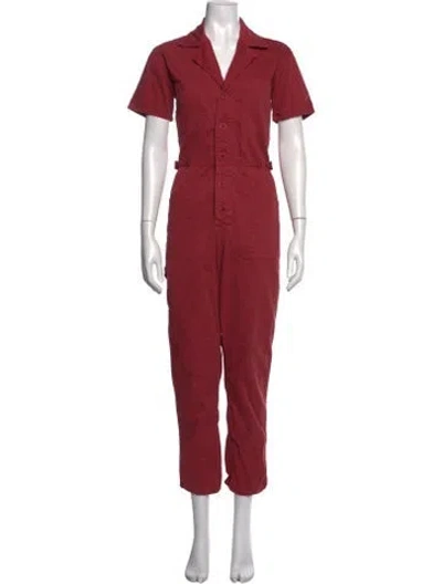 Pre-owned Pistola V-neck Jumpsuit In Red