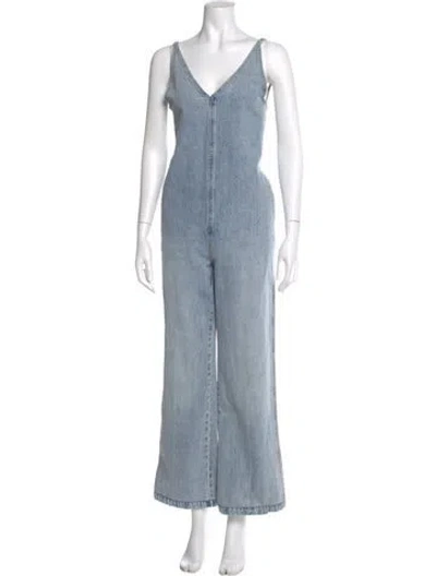 Pre-owned Pistola V-neck Jumpsuit W/ Tags In Blue