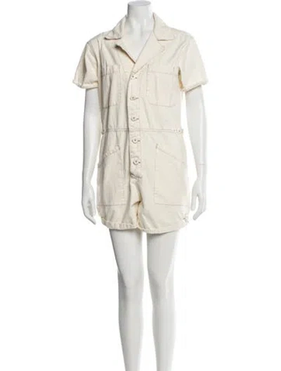 Pre-owned Pistola V-neck Romper In Neutral
