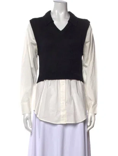 Pre-owned Pistola V-neck Sweater In Black/white