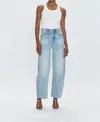 Pistola Wes High Rise Barrel Jeans In Clever In Blue